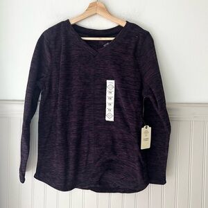 ⭐️ NEW St. John's Bay Deep Purple Long Sleeve Fleece Sweatshirt medium petite